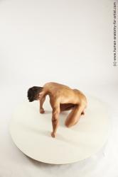 Nude Man White Kneeling poses - ALL Muscular Short Brown Kneeling poses - on both knees Multi angles poses Realistic